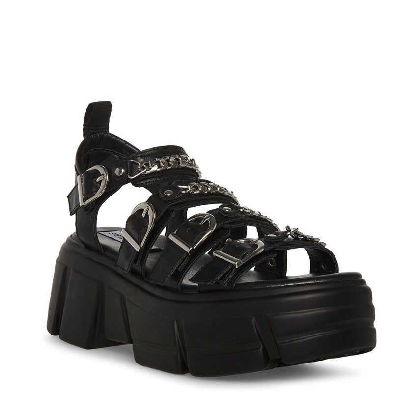 Black Steve Madden Tower Women's Platform Sandals | PH 8549YNM